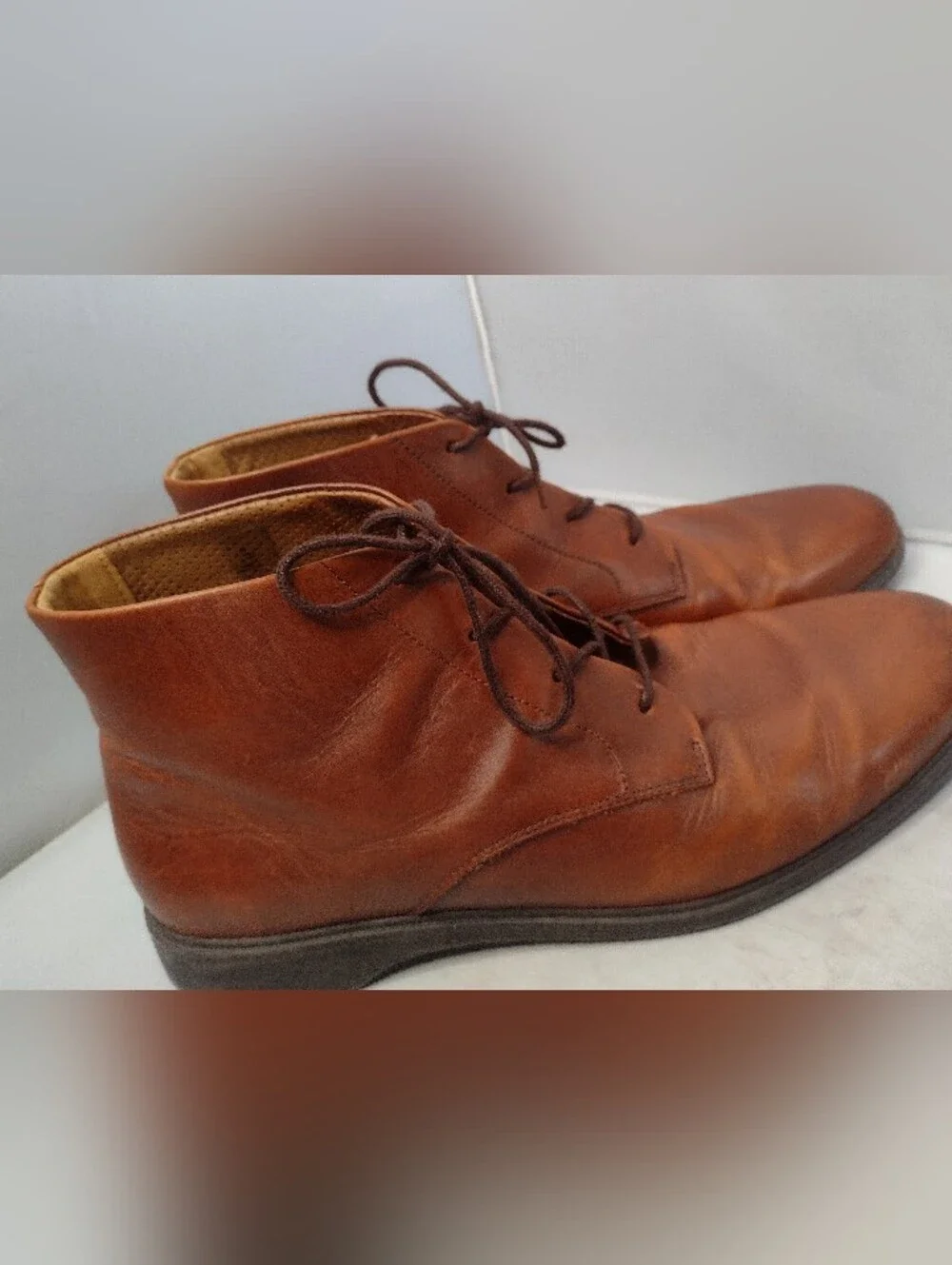 Amberjack Chelsea Brown Leather Chukka  Boots 12 Brown Chestnut Lace